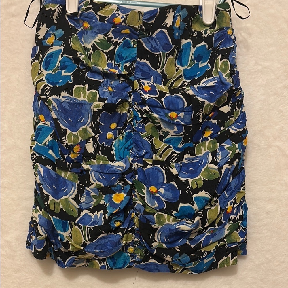 Zara Blue Floral Mini Skirt - Picture 2 of 8